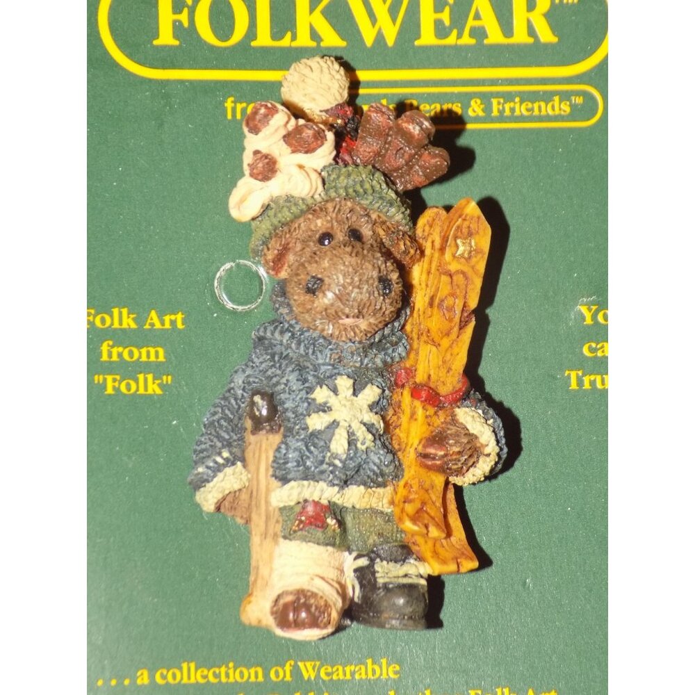Boyds Bears Folkwear Brooch Lapel Pin 1995 Moose Ski Accident Vintage - 26308 - Picture 3 of 3